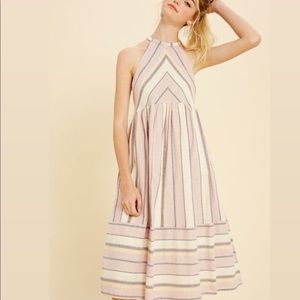 Striped Halter Neck Midi Dress